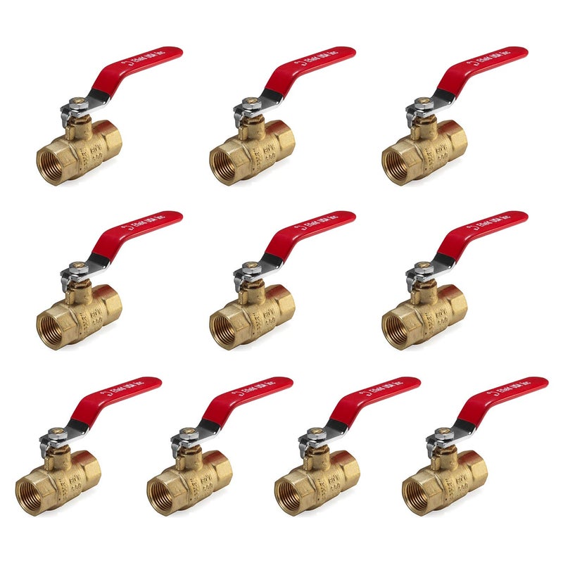 EFIELD (Pack of 10) EFIELD 3/4-Inch 600 WOG FNPT Heavy Duty Full Port Brass Ball Valve FIP Threaded,(VALVE229-10PCS) - Image 1
